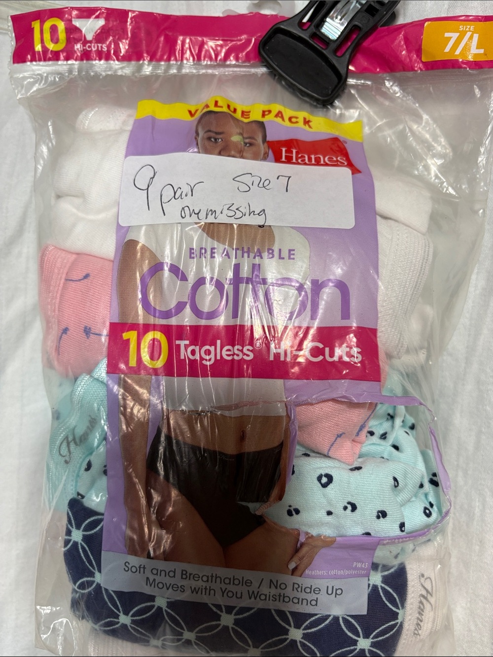 Hanes Women's Cotton Tagless Hi-Cuts 9-Pack - White, Pink, Light Blue, Navy